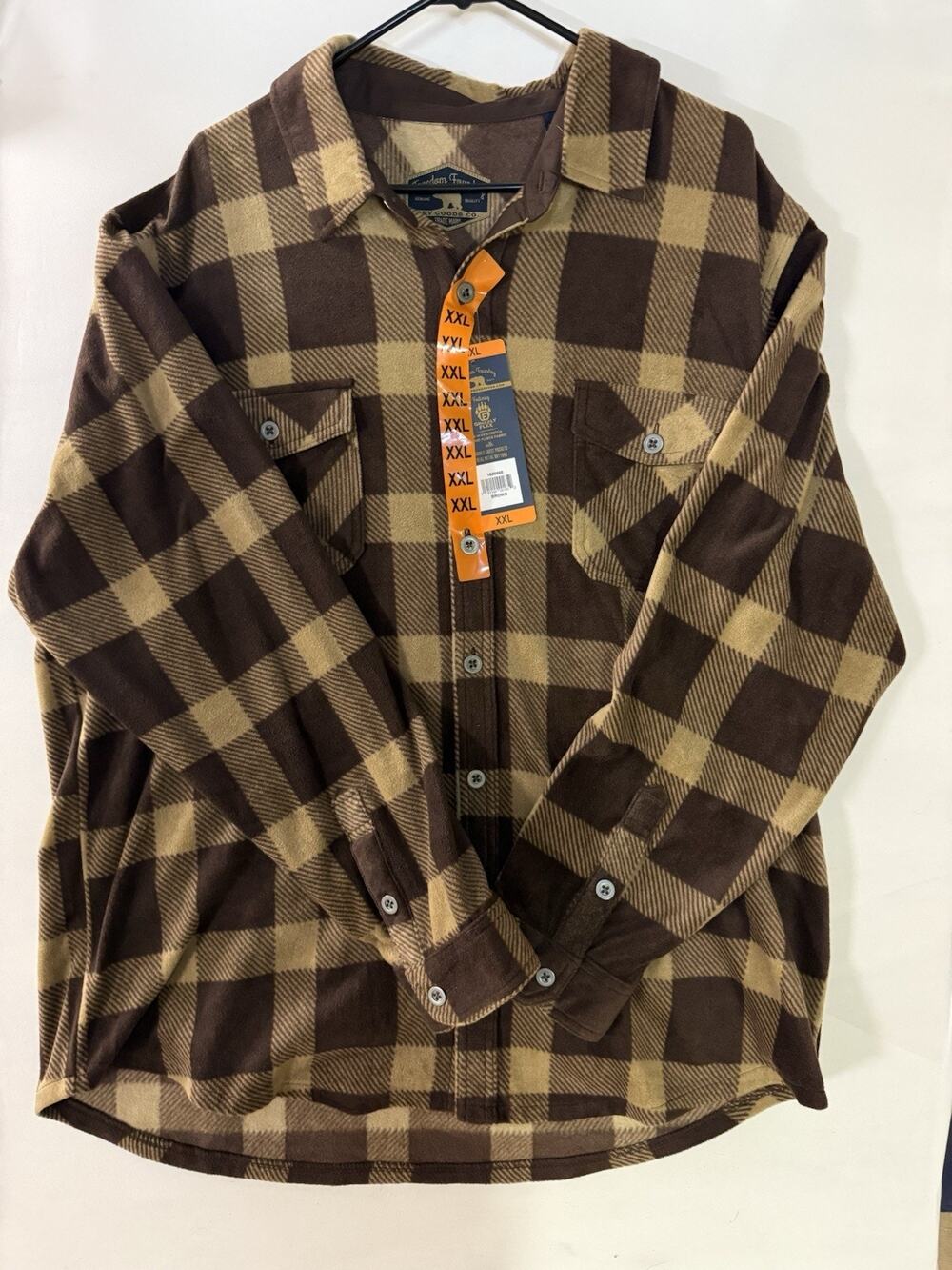 Freedom Foundry Brown Plaid Fleece Shacket XXL A079